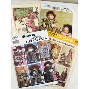 Vintage Doll Pattern Lot Simplicity Holly Hobbie Vogue Linda Carr Hitty Cloth